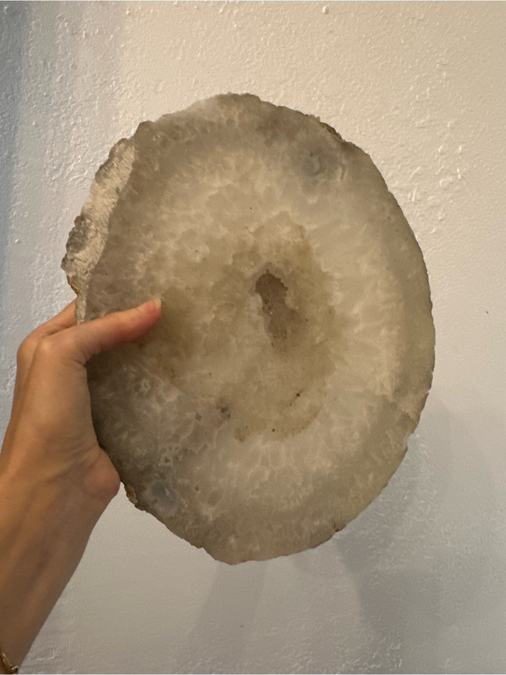 Agate Slice, Druzy Crystal Pocket, Polished Freeform, Geode Plate, Mineral Decor